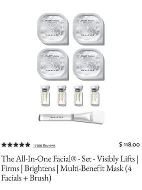 All-In-One Facial/Hanacure Set/4 Facials/Clear Multi-Benefit Mask Set with Brush